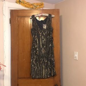 Short Beaded Dress Size 16 Adrianna Papell